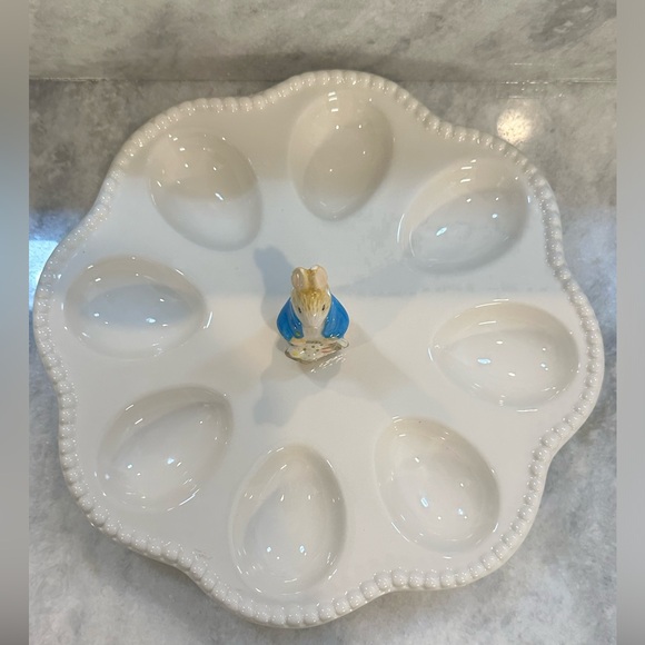 Beatrix Potter Peter Rabbit Porcelain Easter Round Egg Tray / Plate /Holder - Picture 5 of 9